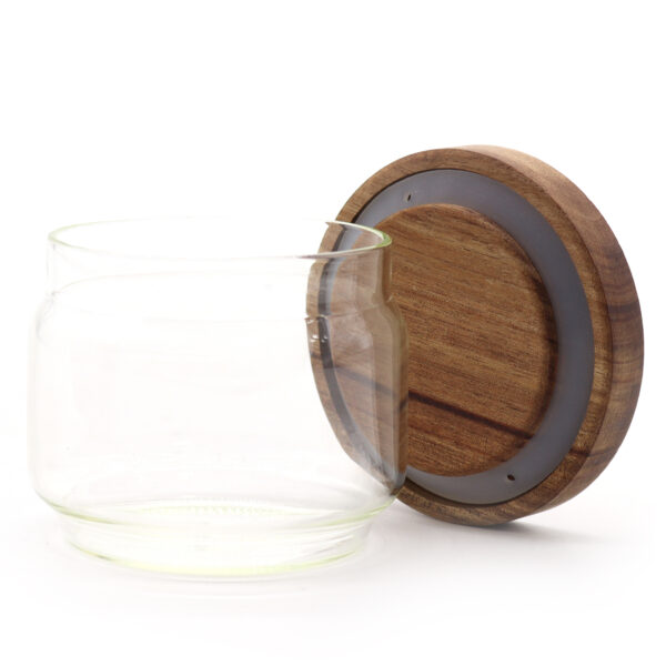 Tarro de cristal transparente con tapa de bambú – 7 cm - Imagen 2