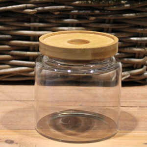 Bote de cristal con tapa de bambú – 10 cm (500 ml)