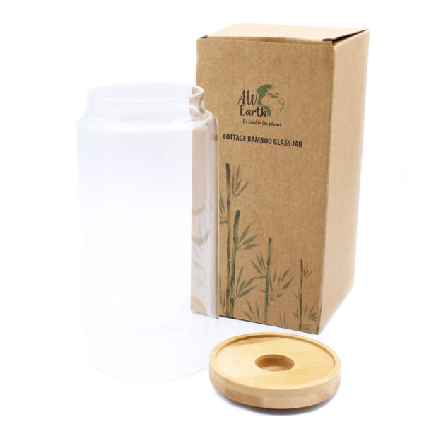 Bote de cristal con tapa de bambú – 15 cm (850 ml) - Imagen 2