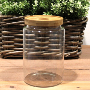 Bote de cristal con tapa de bambú – 15 cm (850 ml)