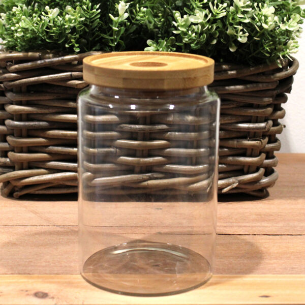 Bote de cristal con tapa de bambú – 15 cm (850 ml)