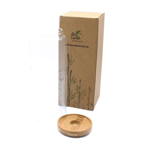 Bote de cristal con tapa de bambú – 20 cm (1200 ml) - Imagen 2