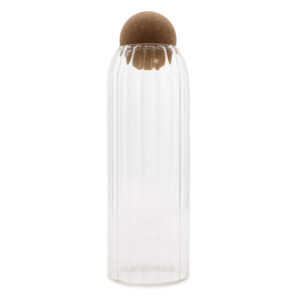 Tarro de cristal acanalado con bola de corcho – 25 cm
