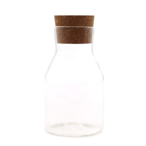 Tarro de cristal transparente con tapa de corcho – 15 cm