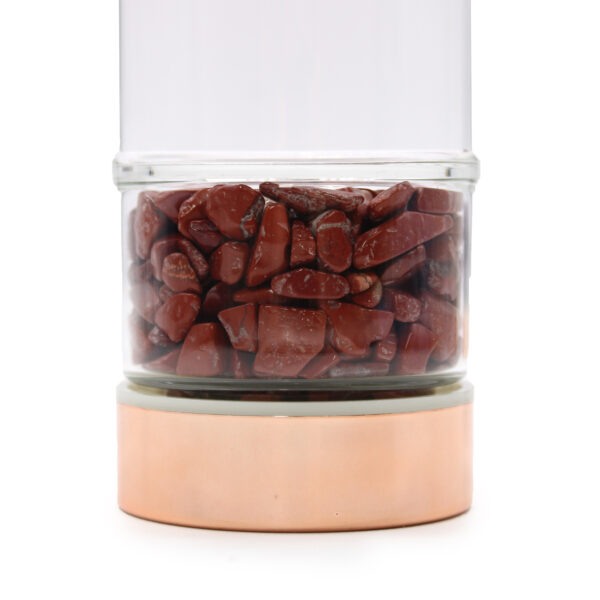 Botella de cristal para té – Oro rosa con jaspe rojo (500 ml) - Imagen 2