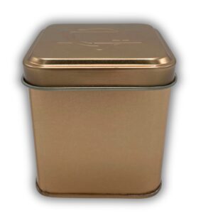 Lata cuadrada dorada con tapa – 6,5×6,5×7 cm