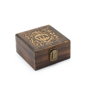 Caja de Té Tallada de Madera de Mango – 4 Compartimentos