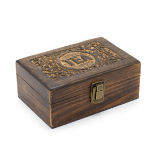 Caja de Té Tallada de Madera de Mango – 9 Compartimentos