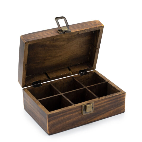Caja de Té Tallada de Madera de Mango – 9 Compartimentos - Imagen 2