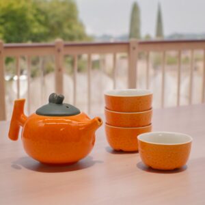 Set de Tetera Naranja – Tetera y Cuatro Tazas