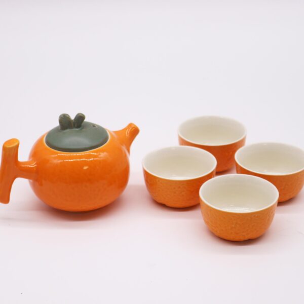 Set de Tetera Naranja – Tetera y Cuatro Tazas - Imagen 2