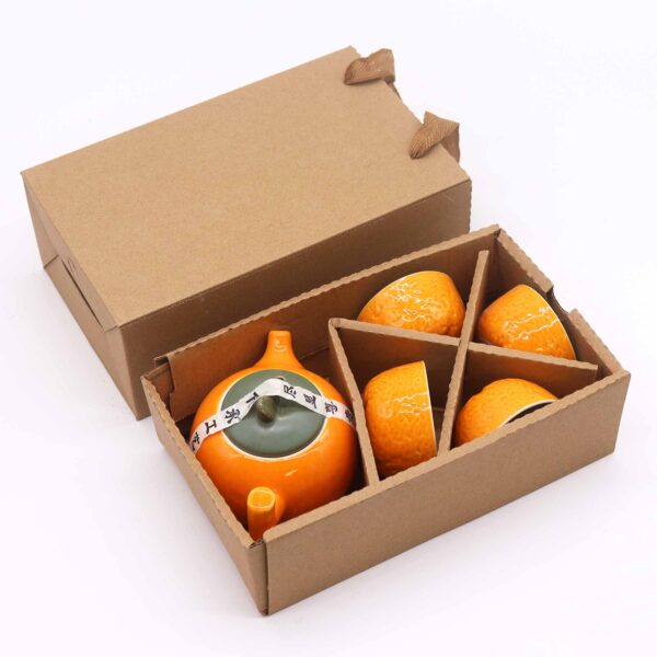 Set de Tetera Naranja – Tetera y Cuatro Tazas - Imagen 5