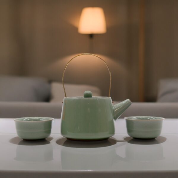 Set de Tetera Verde – Tetera y Dos Tazas