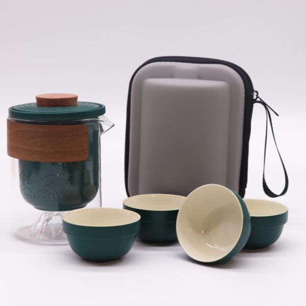 Set de Tetera Viaje Montaña – Tetera y Cuatro Tazas – Estuche de Viaje - Imagen 2