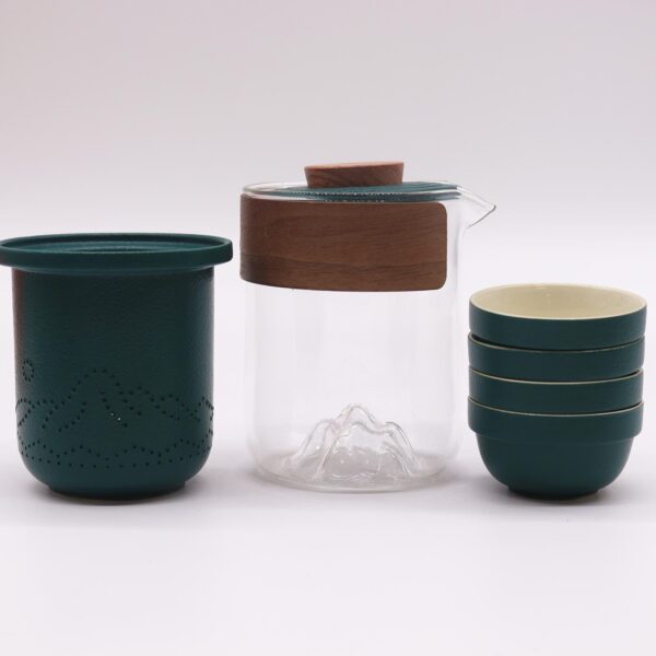 Set de Tetera Viaje Montaña – Tetera y Cuatro Tazas – Estuche de Viaje - Imagen 3