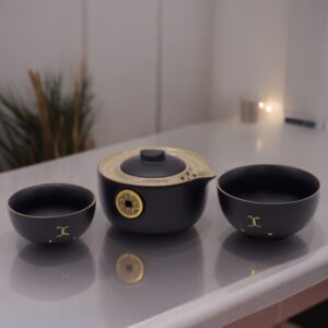 Set de Tetera Gato del Dinero con Dos Tazas – Estuche Rojo