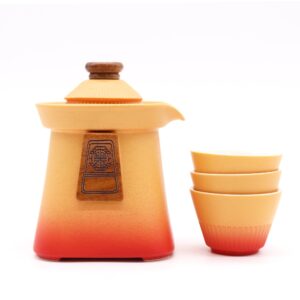Juego de Tetera Temple y Tres Tazas – Tierra Naranja