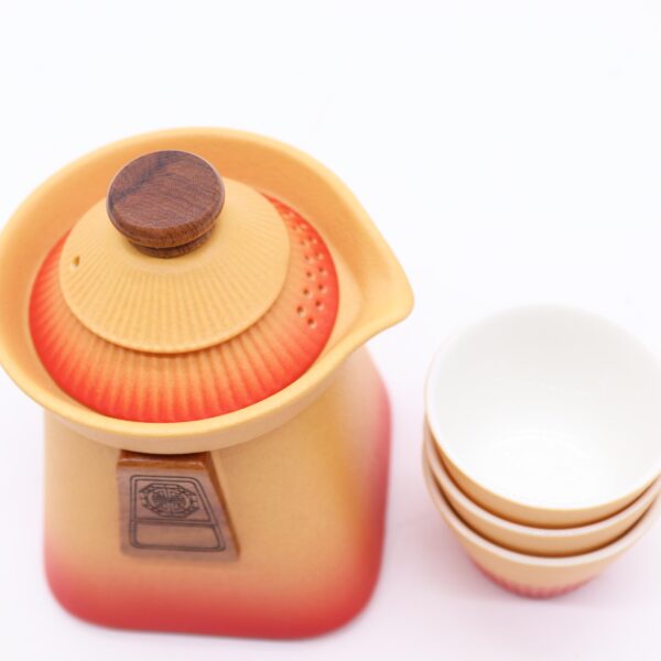 Juego de Tetera Temple y Tres Tazas – Tierra Naranja - Imagen 2