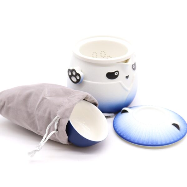 Juego de Tetera Panda y Tres Tazas – Azul Cielo - Imagen 4