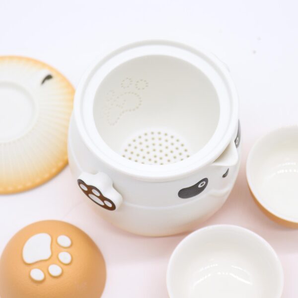 Juego de Tetera Panda y Tres Tazas – Naranja - Imagen 2