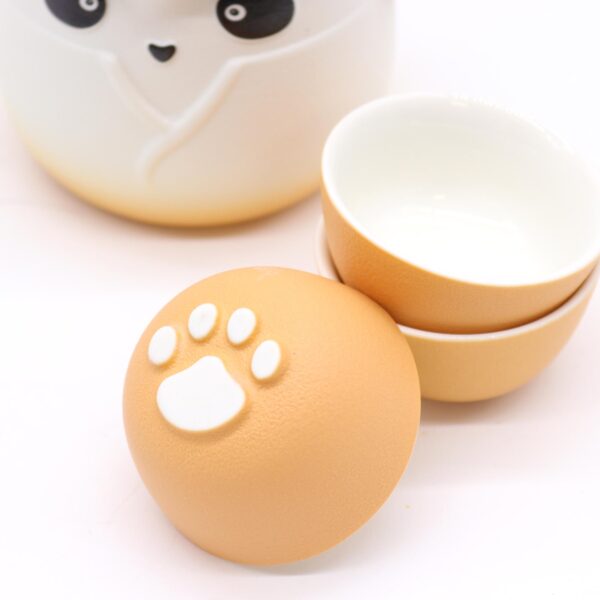Juego de Tetera Panda y Tres Tazas – Naranja - Imagen 3