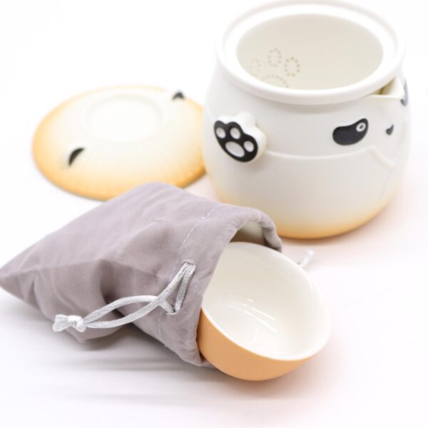 Juego de Tetera Panda y Tres Tazas – Naranja - Imagen 4