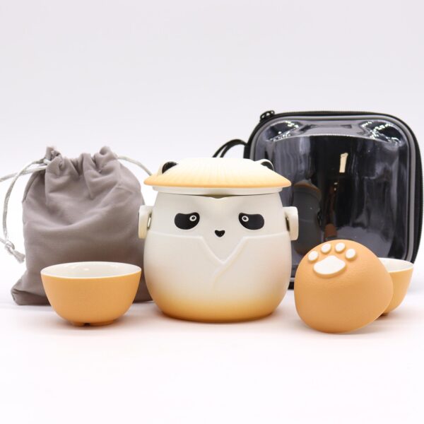 Juego de Tetera Panda y Tres Tazas – Naranja - Imagen 6